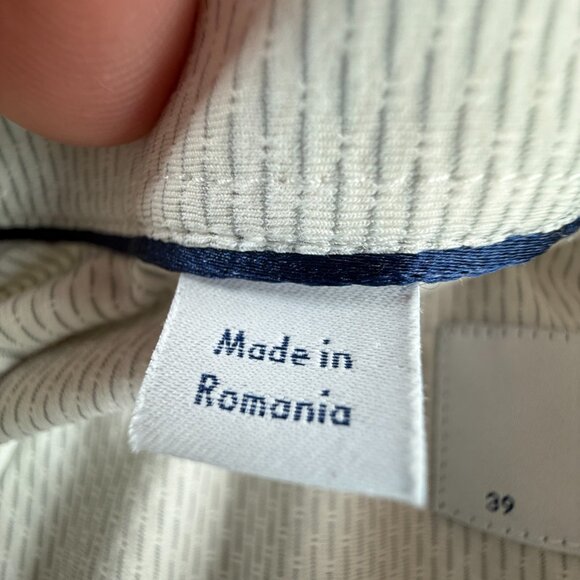 Eton Romania Nylon Spandex Gray Geometric Slim Two-Way Stretch 15.5 Elegant Work - Picture 12 of 16